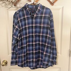 Saddlebred Mens Plaid Flannel Shirt Long Sleeve Multicolor